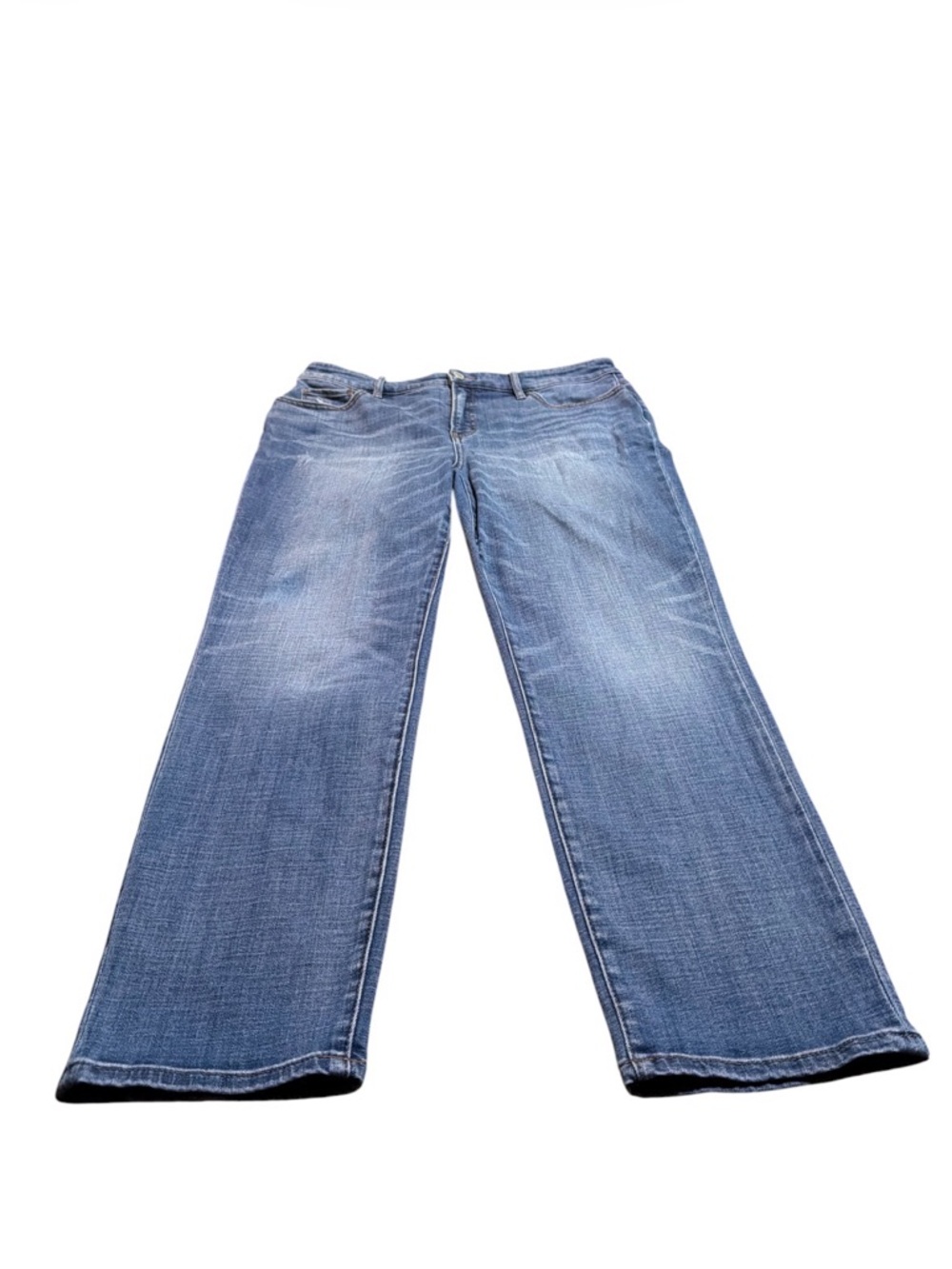 Chico's So Slimming Girlfriend Slim Leg Crop Straight Jeans in Medium Blue Wash - Picture 3 of 7